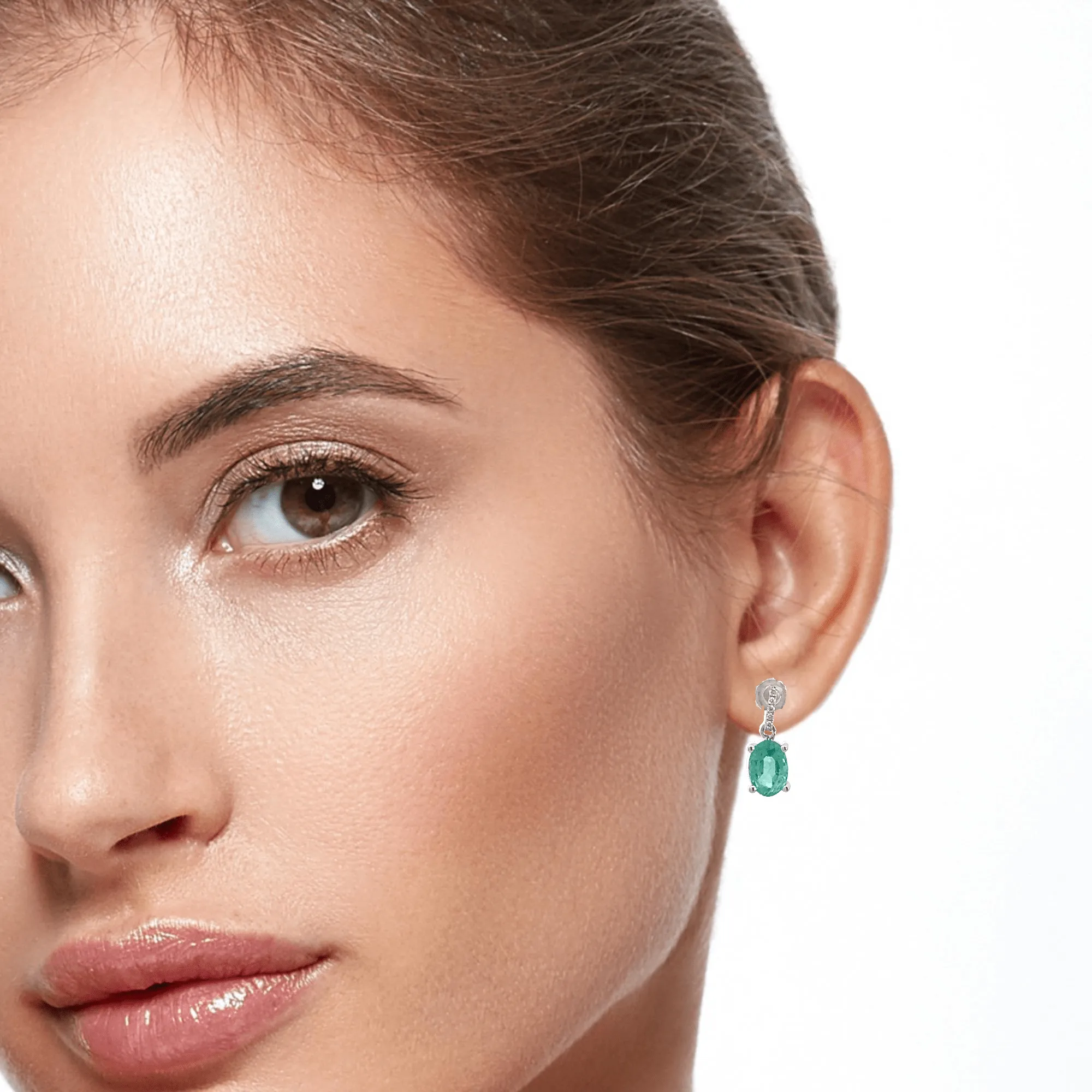 Baikalla™ Classic 14k White Gold Emerald Dangle Earrings