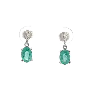Baikalla™ Classic 14k White Gold Emerald Dangle Earrings