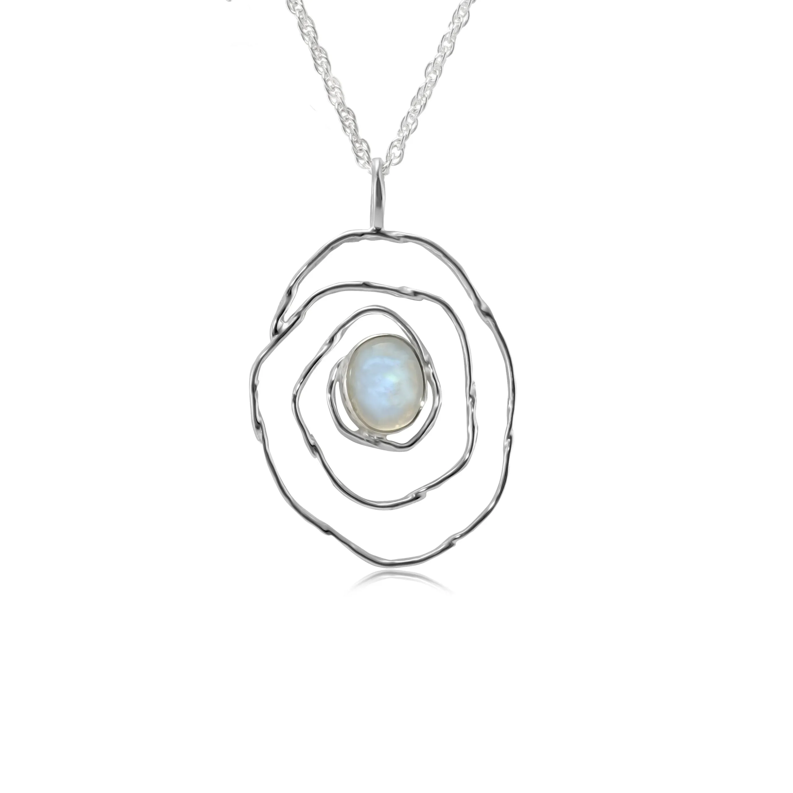 Banyan Spiral Necklace with Rainbow Moonstone