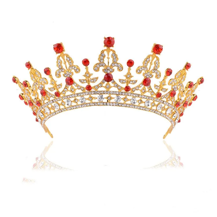 Baroque Luxury Crystal AB Bridal Crown Tiara Light Gold Color Diadem Tiaras Bride Wedding Hair Accessories