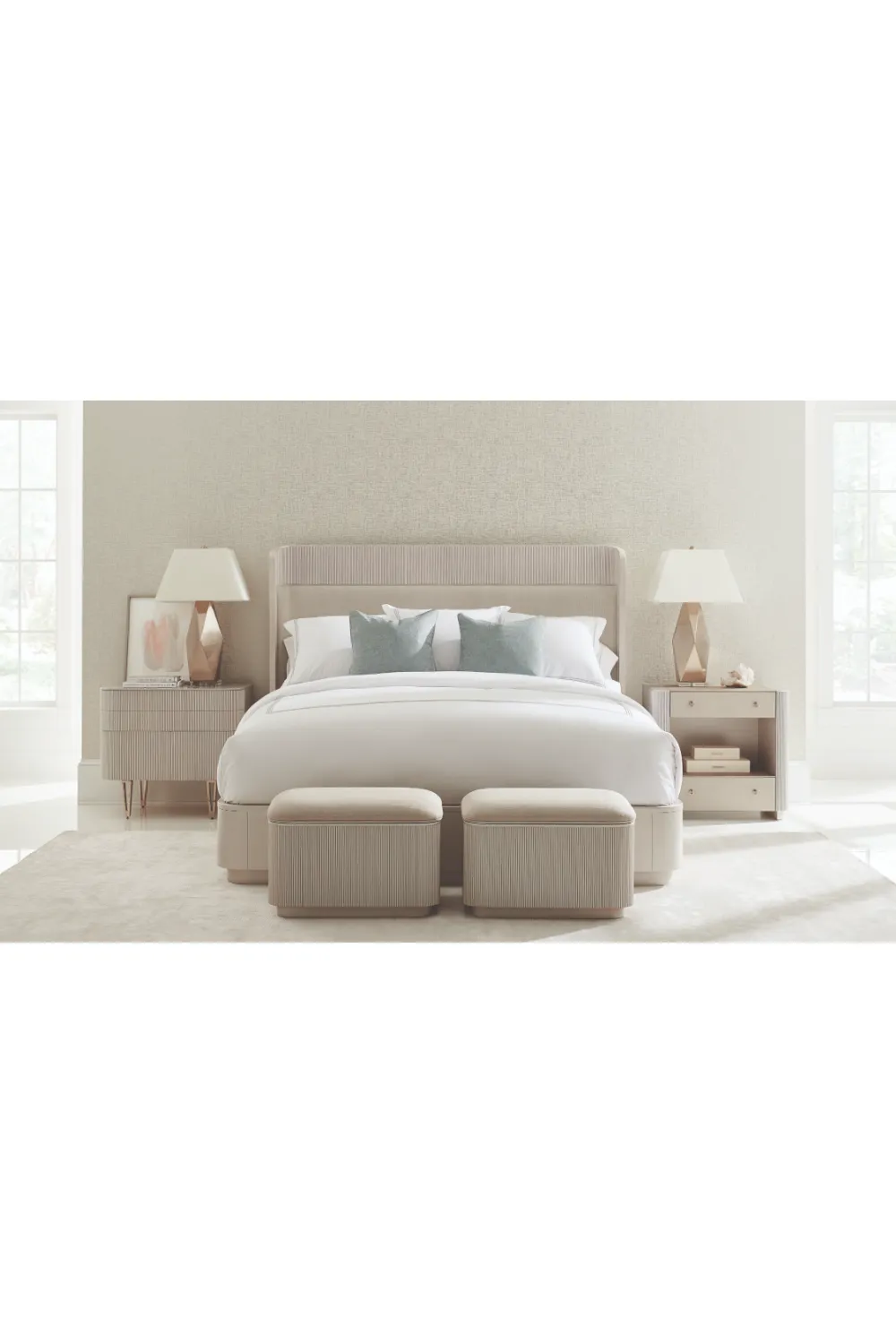Beige Fluted Storage Ottoman | Caracole For The Love Of