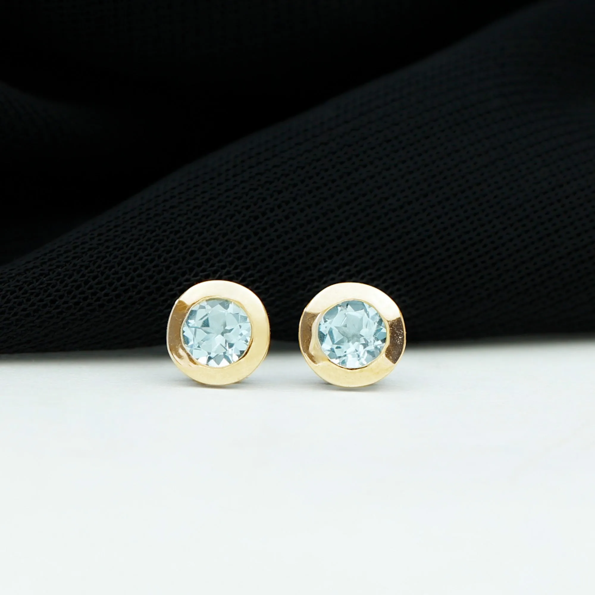 Bezel Set Sky Blue Topaz Solitaire Stud Earrings
