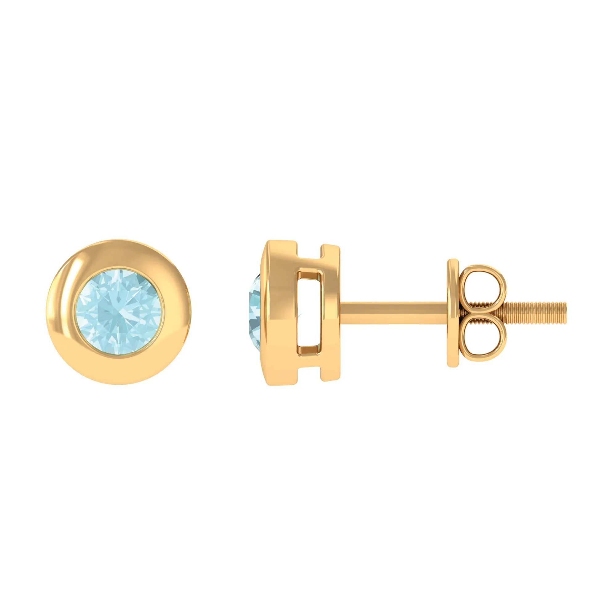 Bezel Set Sky Blue Topaz Solitaire Stud Earrings