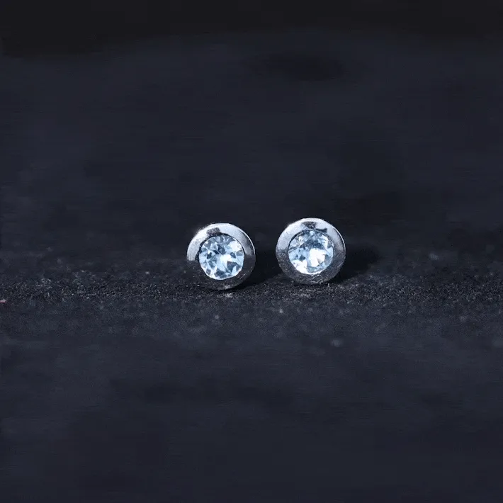 Bezel Set Sky Blue Topaz Solitaire Stud Earrings
