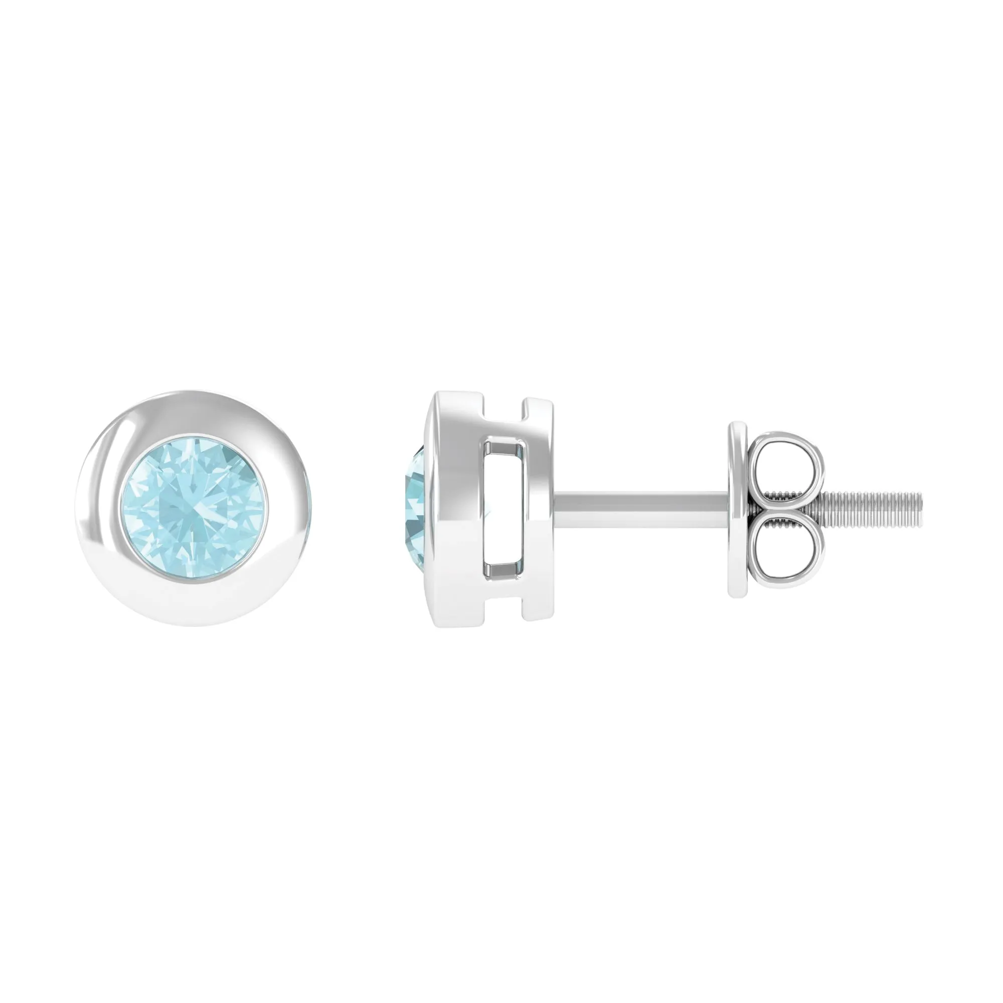 Bezel Set Sky Blue Topaz Solitaire Stud Earrings