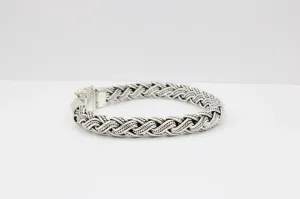 BJ04 – Sterling Silver Handmade Bali Bracelet 9 mm wide, for Men or Women