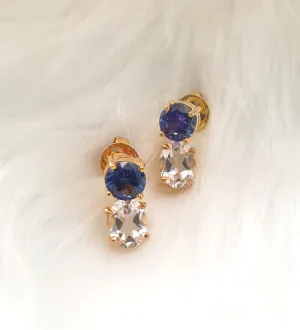 Blue Sapphire and White Topaz Separates Earrings