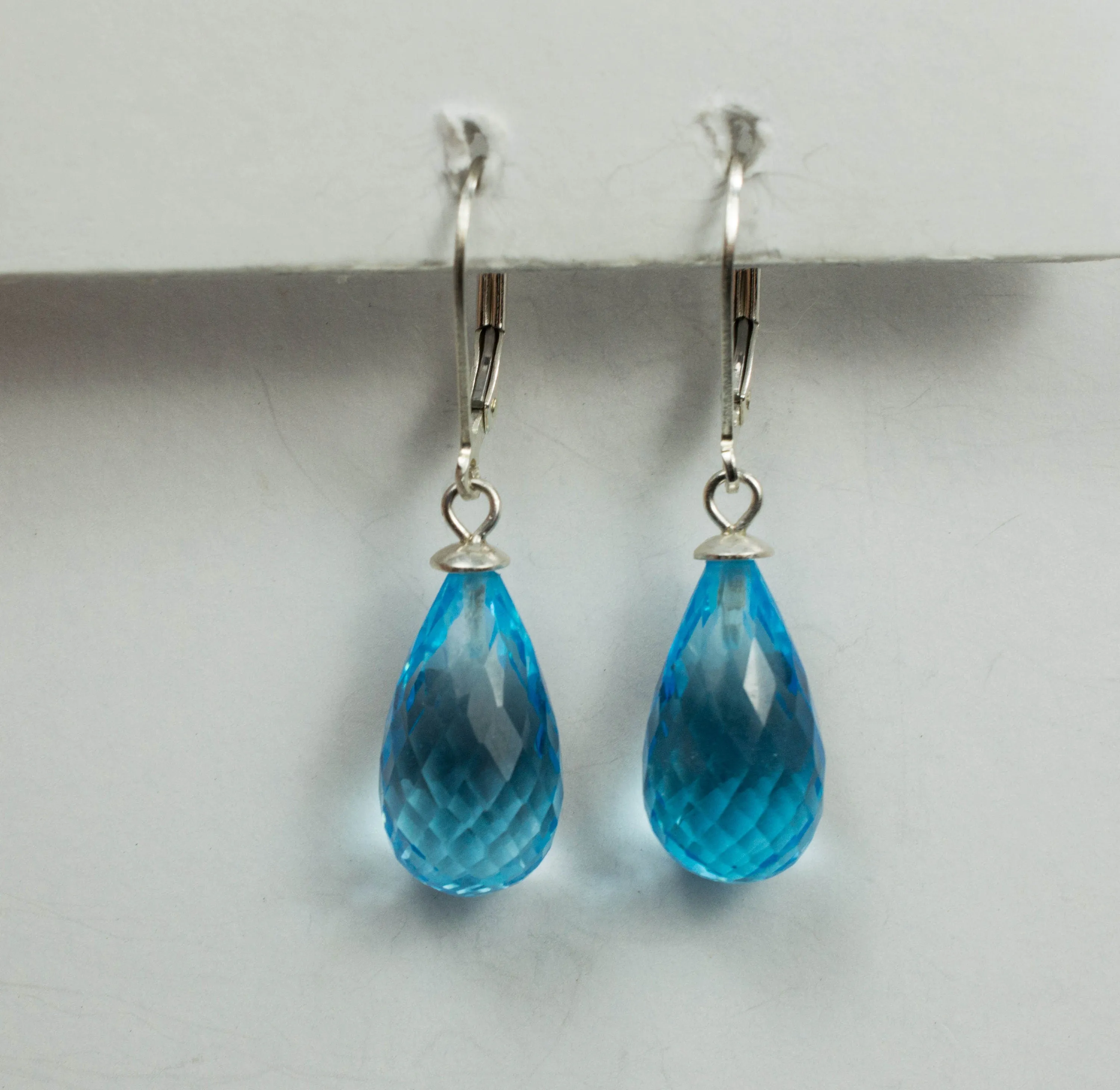 Blue Topaz Sterling Silver Earrings; Genuine Heated Brazilian Topaz