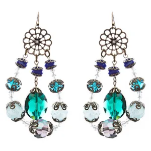 Bold Fashion Unique Beaded Charms In Tear Drop Statement Earrings E854 Blue