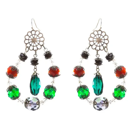 Bold Fashion Unique Beaded Charms In Tear Drop Statement Earrings E854 Multi