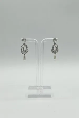 Bridal Accessories Swirling Rhinestone Earrings with Pearl Drop