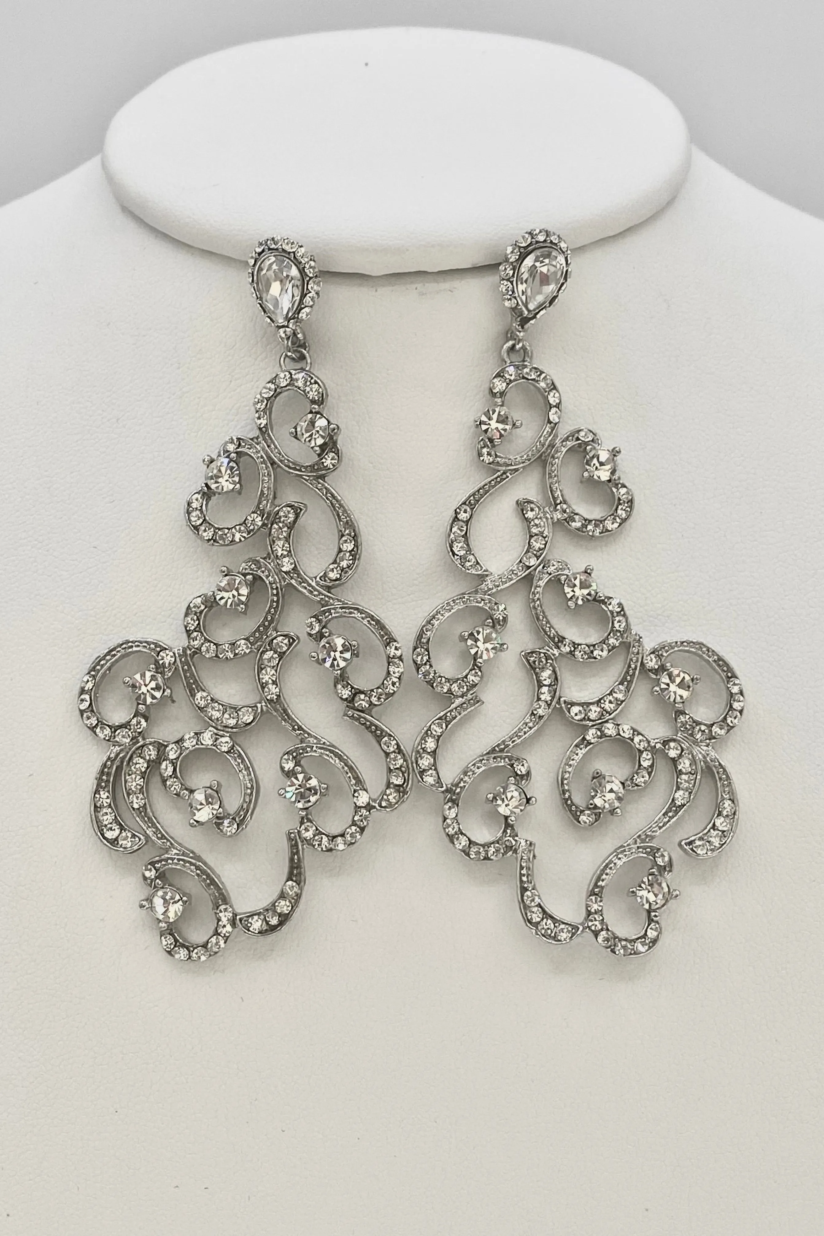 Cascading Rhinestone Chandelier Earrings