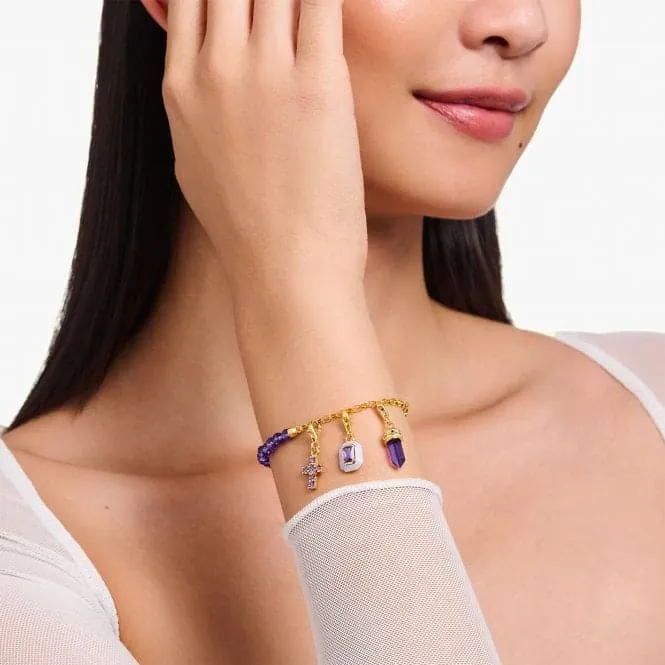 Charmista Violet Sterling Silver Gold Plated Enamel Bracelet A2130-427-13