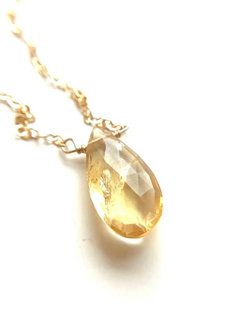 Citrine Pendant Necklace Gold Filled or Sterling Silver - November Birthstone - Citrine Jewelry