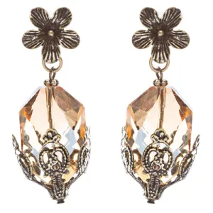 Contemporary Fashion Uniquely Charming Floral Design Dangle Earrings E835 Brown