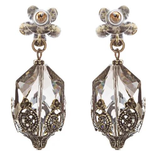 Contemporary Fashion Uniquely Charming Floral Design Dangle Earrings E835 Gray