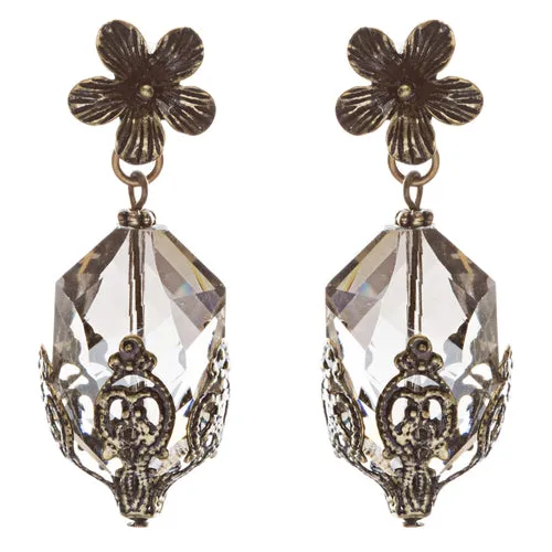 Contemporary Fashion Uniquely Charming Floral Design Dangle Earrings E835 Gray
