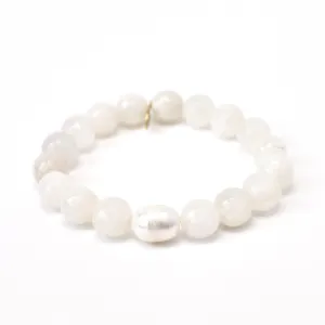 Cream Moonstone Bead Bracelet | Pearl