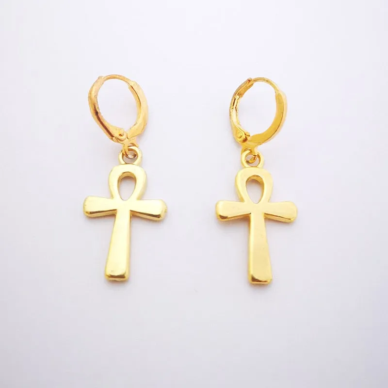 Cross Dangle Drop Earrings