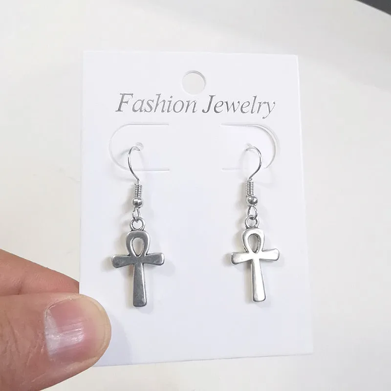 Cross Dangle Drop Earrings