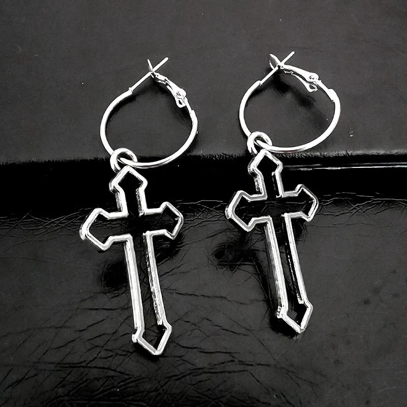 Cross Dangle Drop Earrings