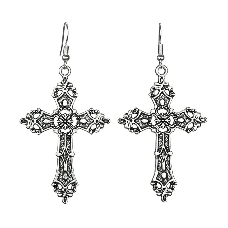 Cross Dangle Drop Earrings