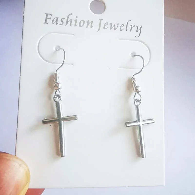 Cross Dangle Drop Earrings
