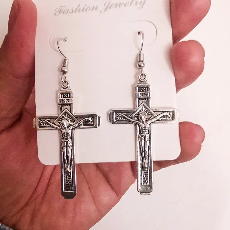 Cross Dangle Drop Earrings