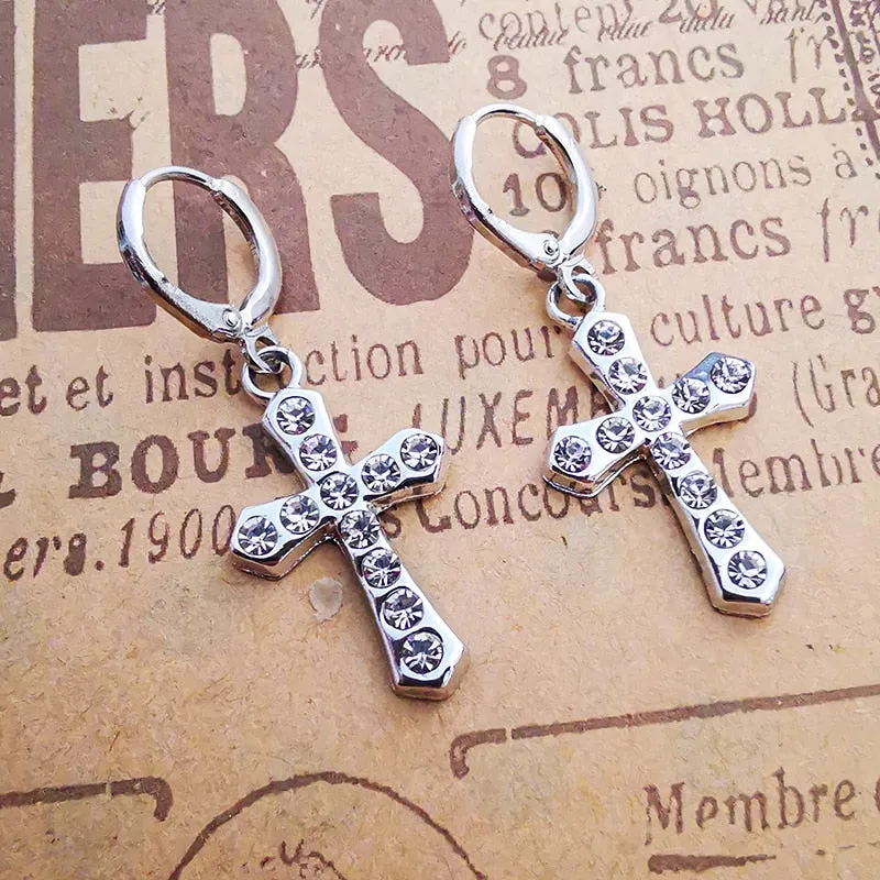 Cross Dangle Drop Earrings