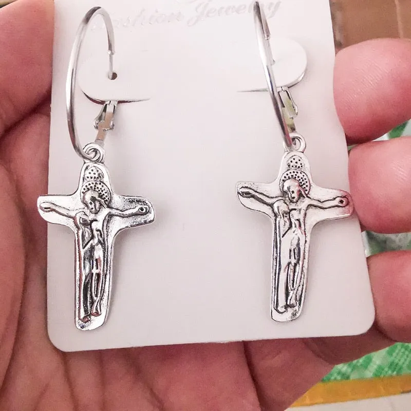 Cross Dangle Drop Earrings