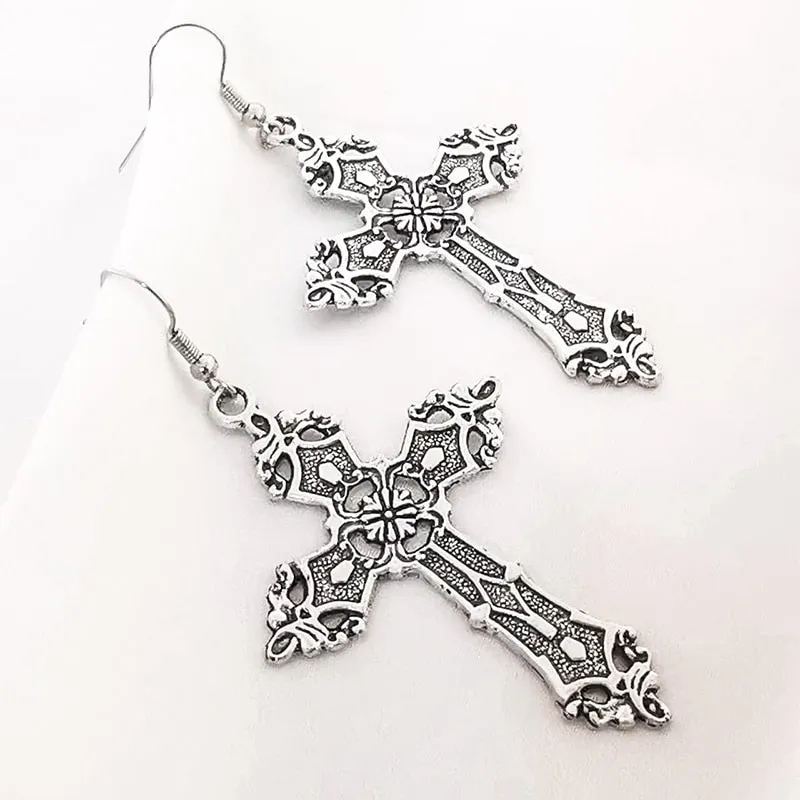 Cross Dangle Drop Earrings