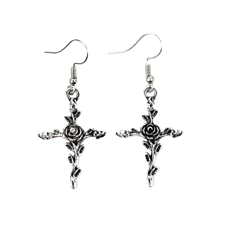 Cross Dangle Drop Earrings
