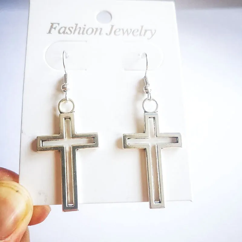 Cross Dangle Drop Earrings