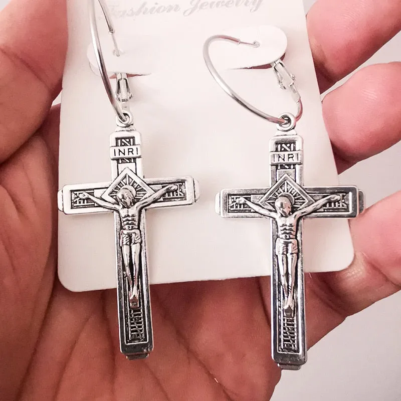 Cross Dangle Drop Earrings