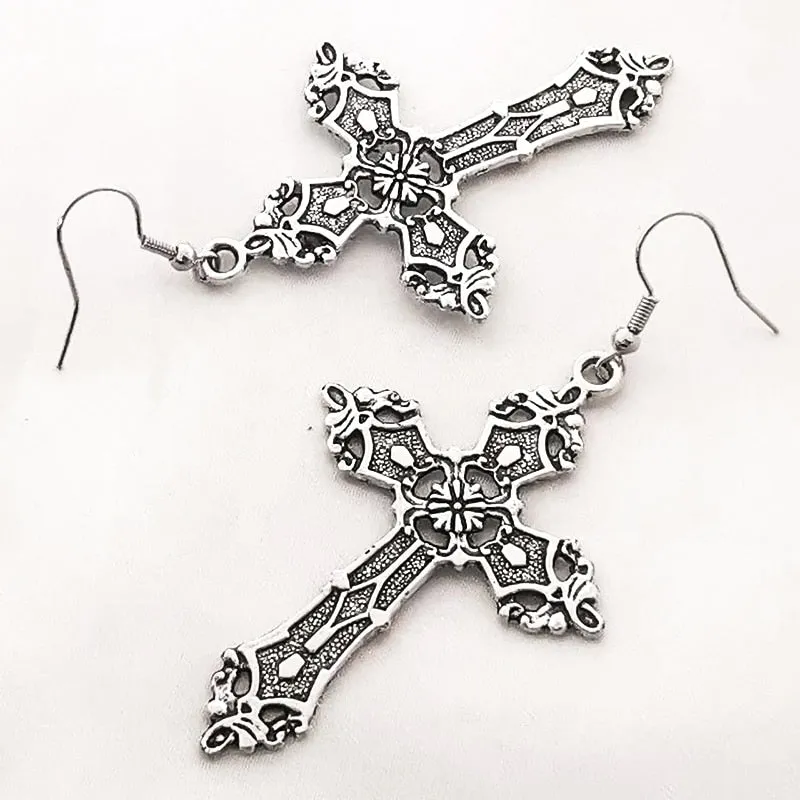 Cross Dangle Drop Earrings