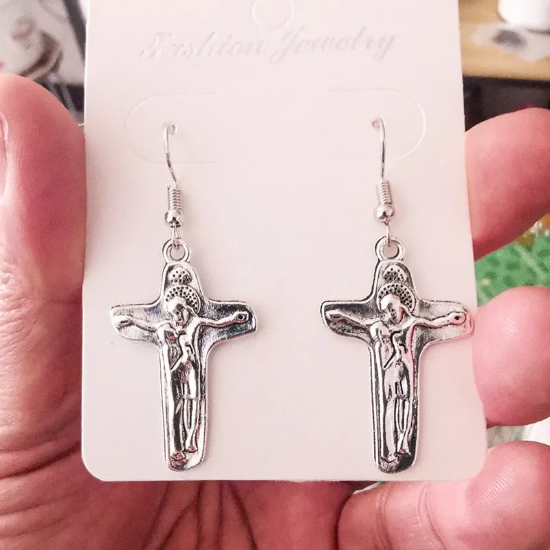 Cross Dangle Drop Earrings
