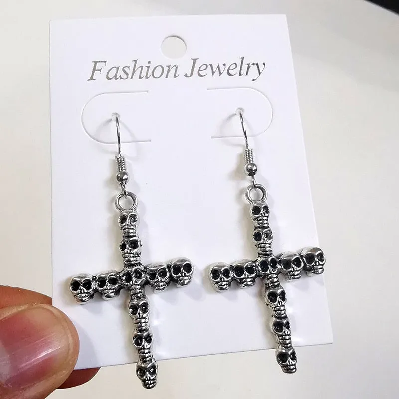 Cross Dangle Drop Earrings