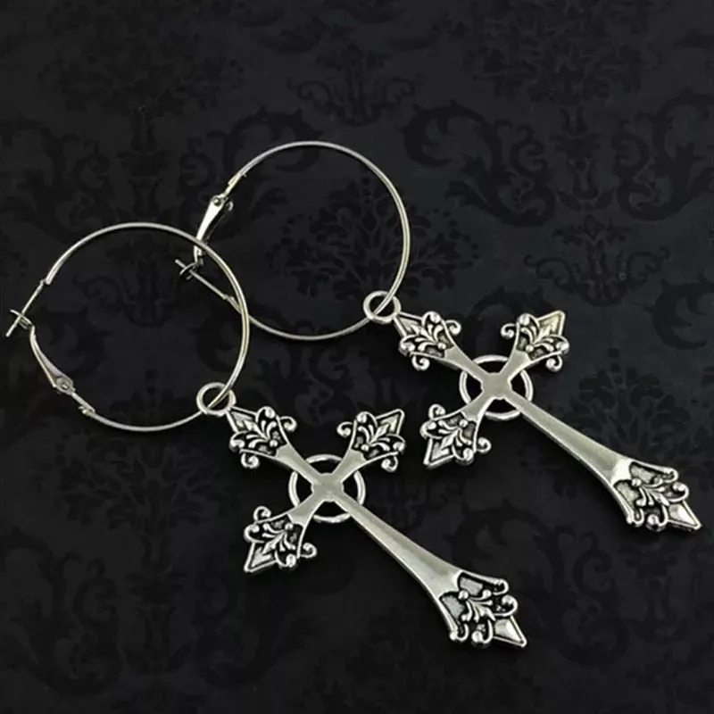 Cross Dangle Drop Earrings