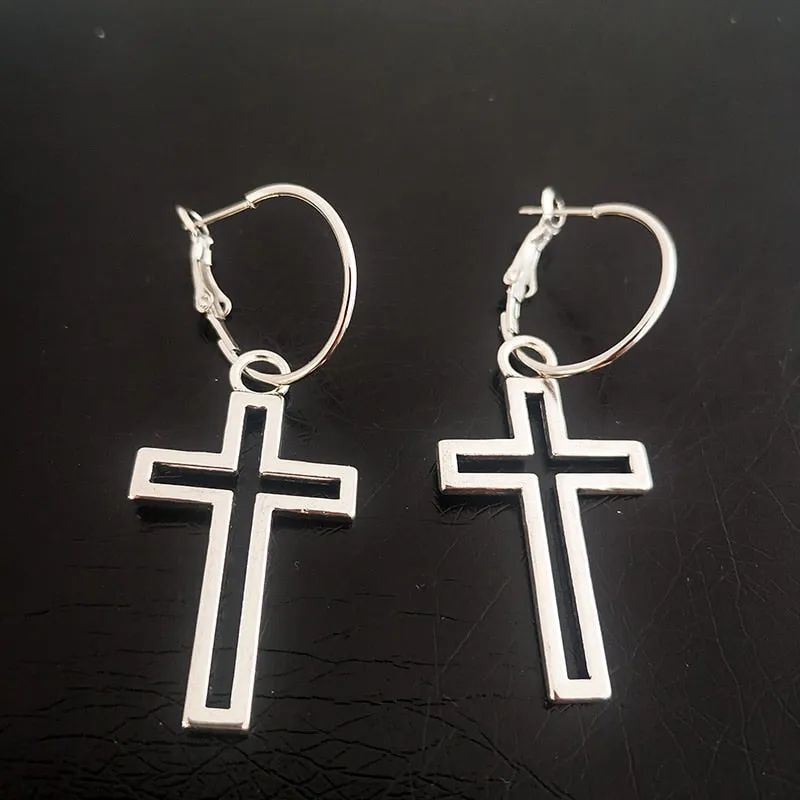 Cross Dangle Drop Earrings