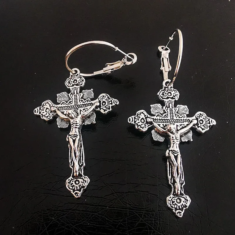 Cross Dangle Drop Earrings