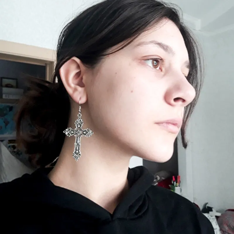 Cross Dangle Drop Earrings
