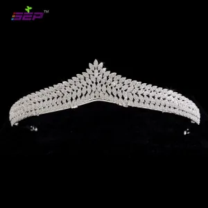 Cubic zircon wedding bridal tiara diadem hair jewelry S16239