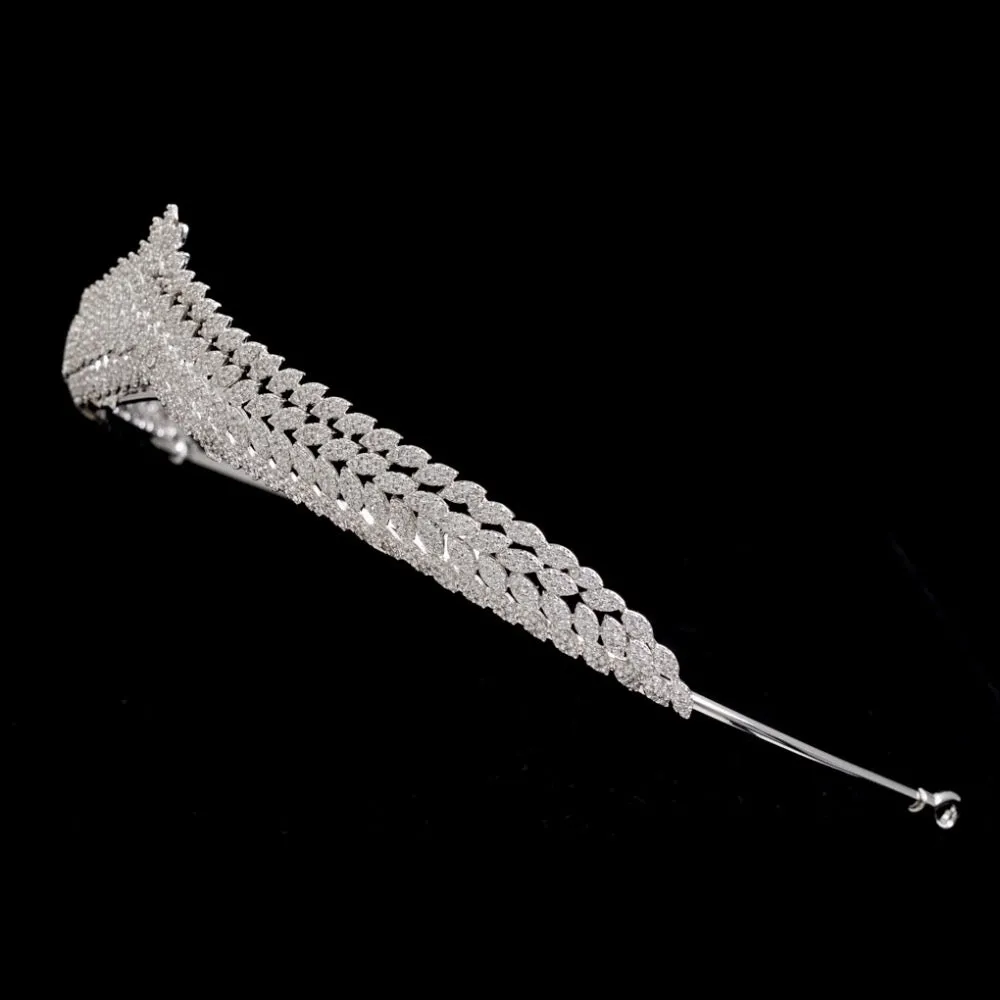 Cubic zircon wedding bridal tiara diadem hair jewelry S16239