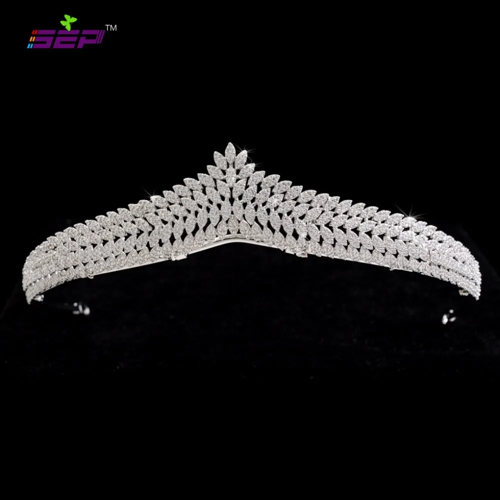 Cubic zircon wedding bridal tiara diadem hair jewelry S16239