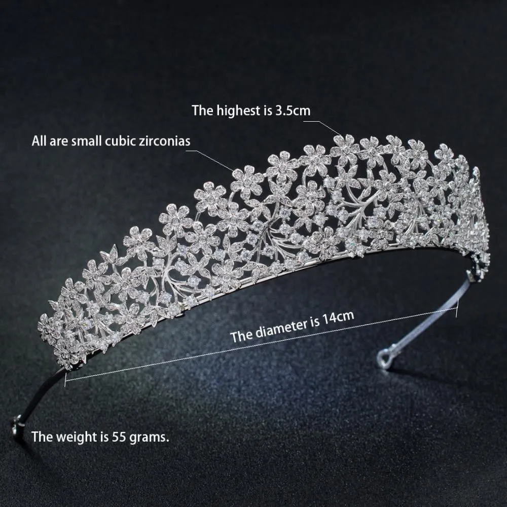 Cubic zircon wedding bridal tiara diadem hair jewelry S16271