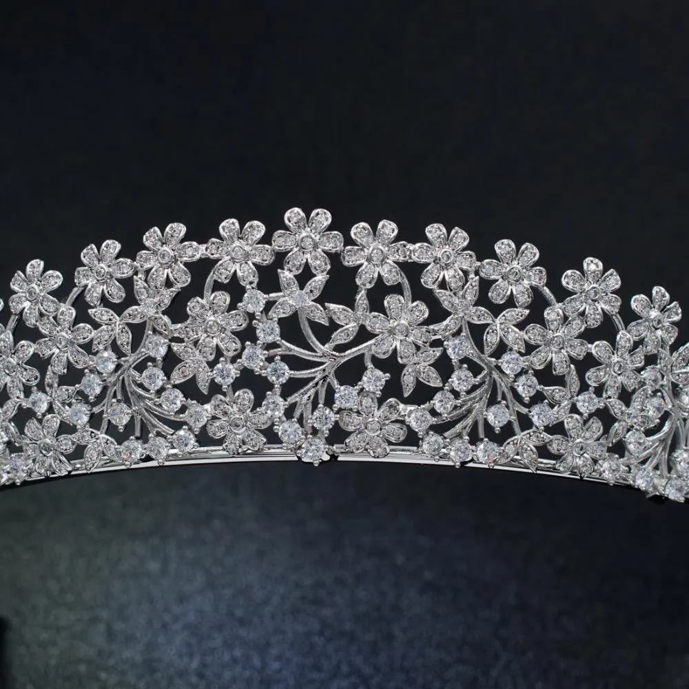 Cubic zircon wedding bridal tiara diadem hair jewelry S16271