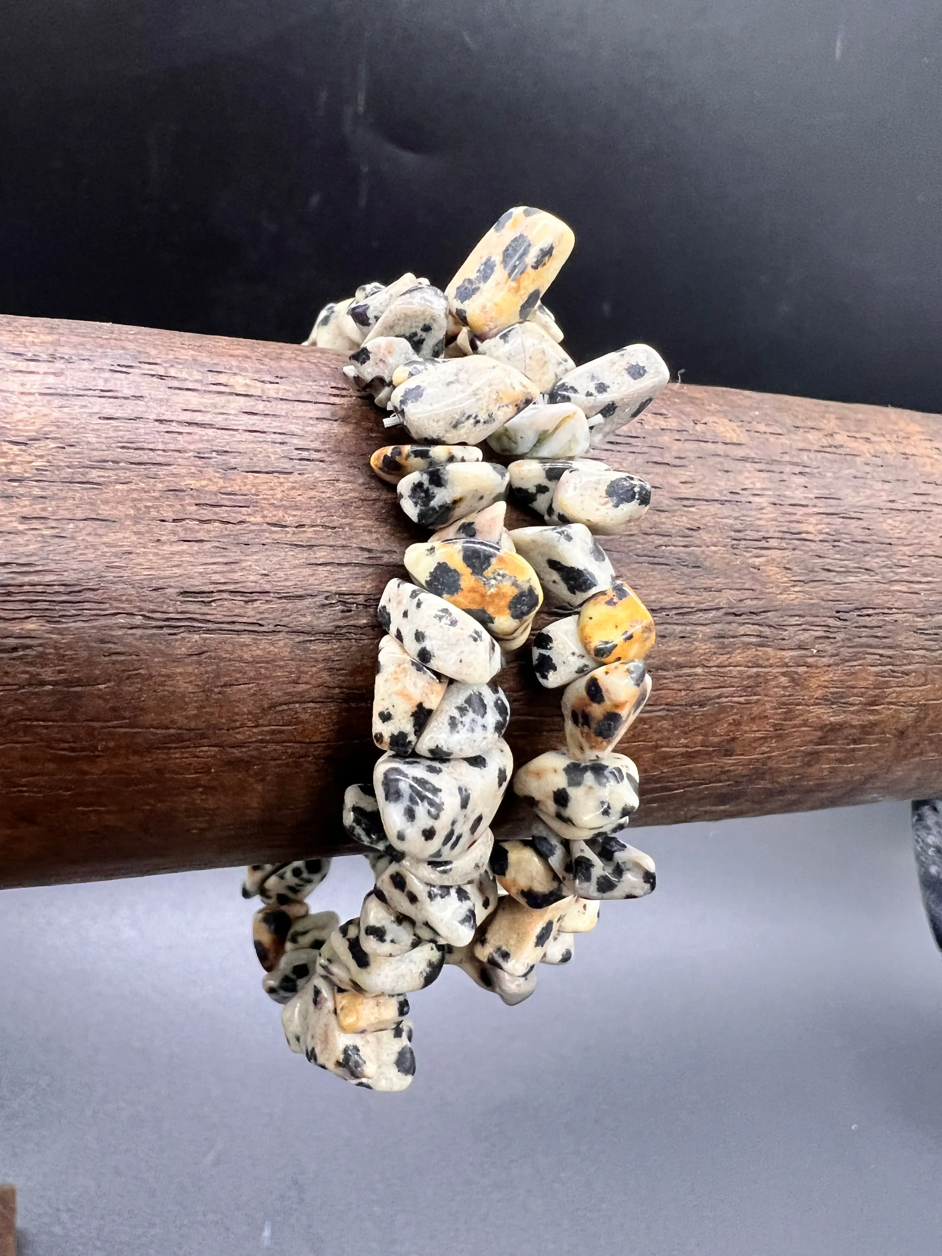 Dalmatian Jasper Crystal Chip Bracelet