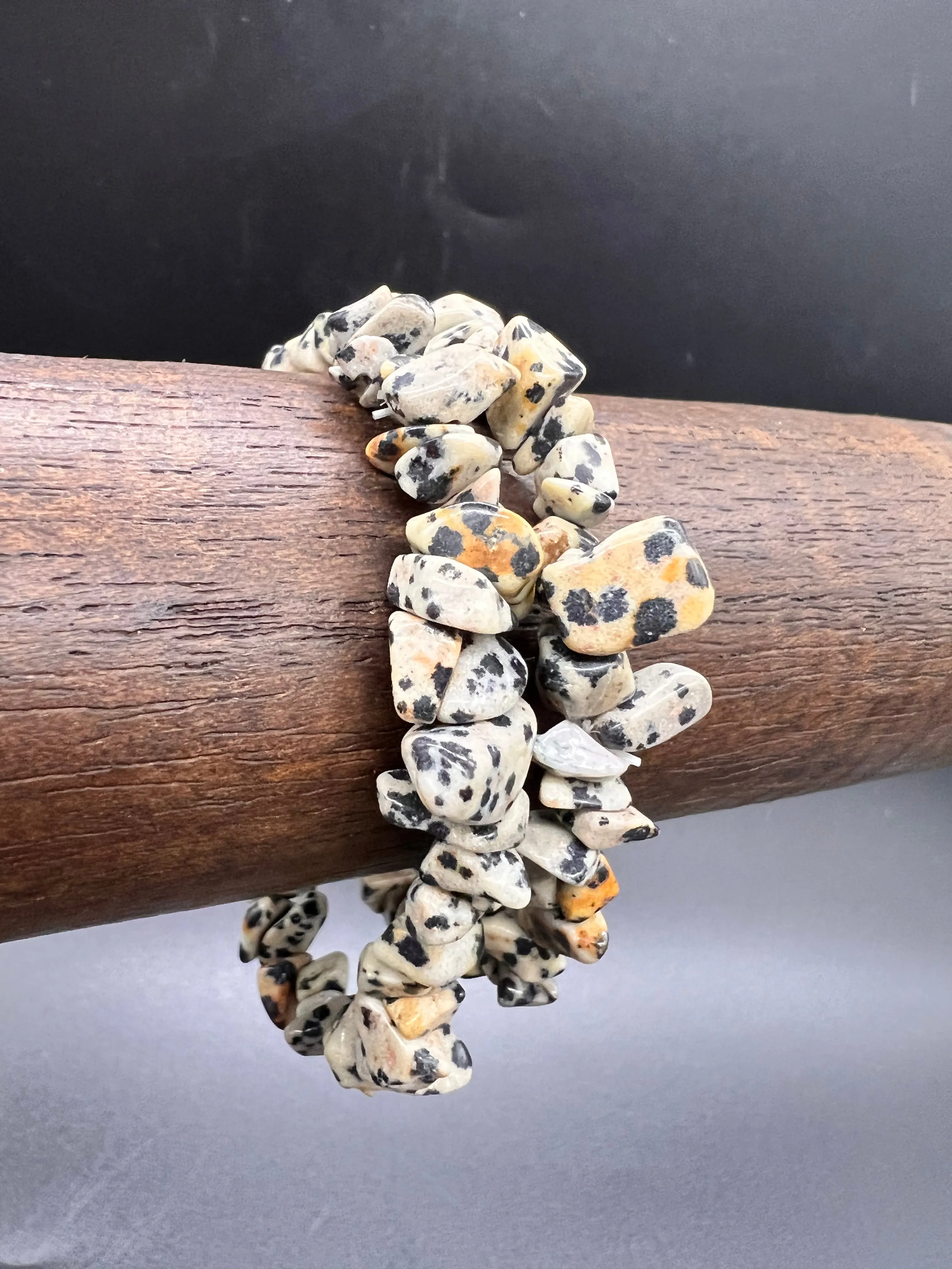 Dalmatian Jasper Crystal Chip Bracelet