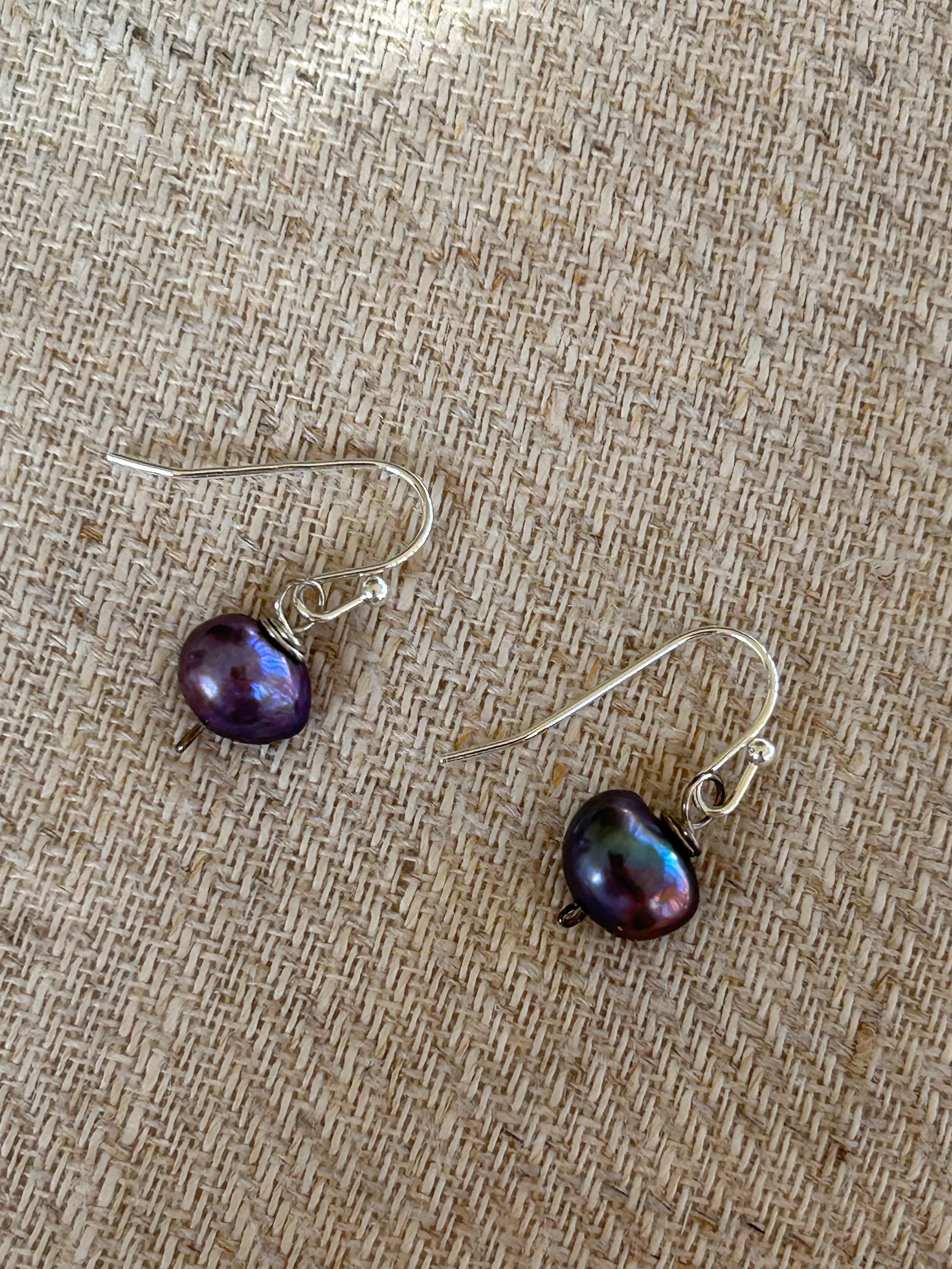 Dark Grey Freshwater Pearl Earrings