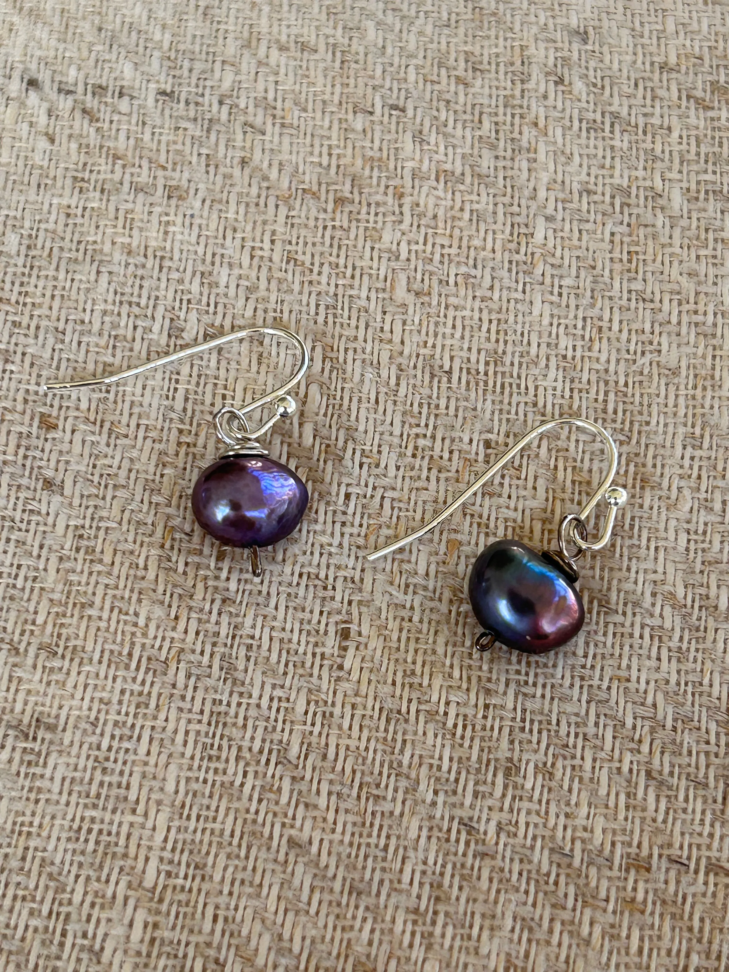 Dark Grey Freshwater Pearl Earrings